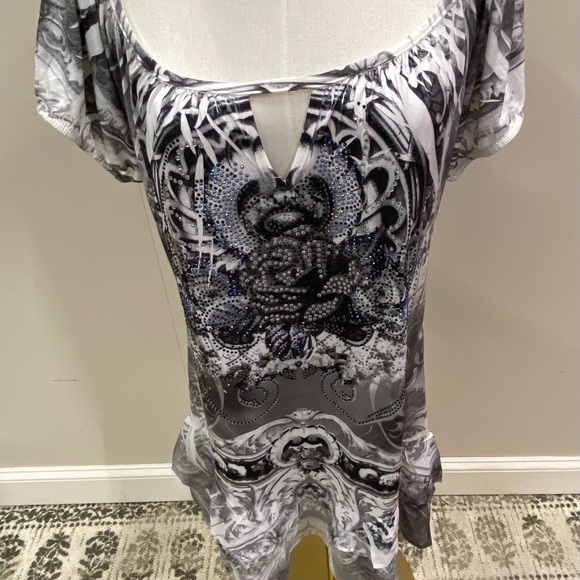 Elegant Gray Patterned Women's Dress - Picture 4 of 6